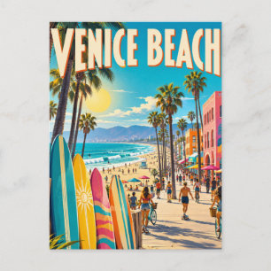 Venice Beach California Colorful Surfboards Poster Postcard