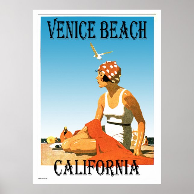 Venice Beach California Retro Beach 1920s Poster (Front)