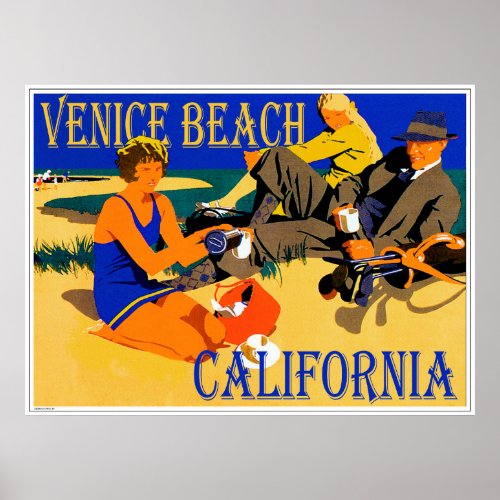 Venice Beach California Retro Beach 1920s Poster