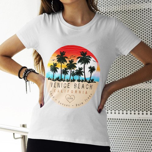 Venice Beach California Retro Palm trees Souvenir T_Shirt