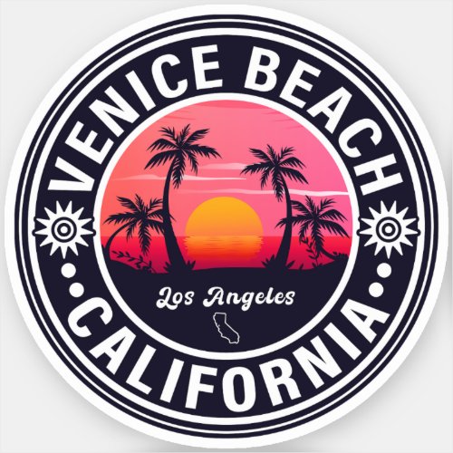 Venice Beach California Retro Sunset Souvenirs 60s Sticker