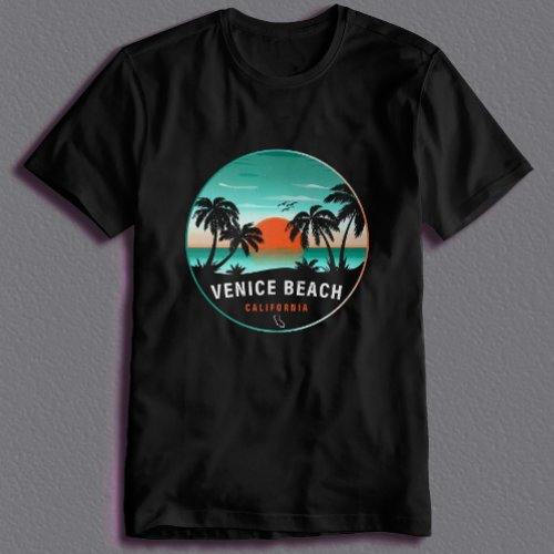 Venice Beach California Retro Sunset Souvenirs 60s T_Shirt