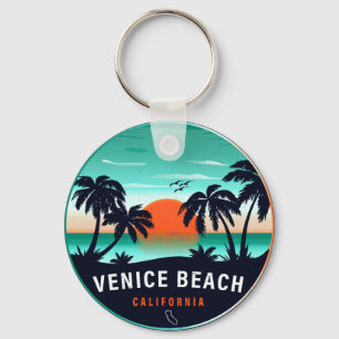 Venice Beach California Retro Sunset Souvenirs 80 Keychain