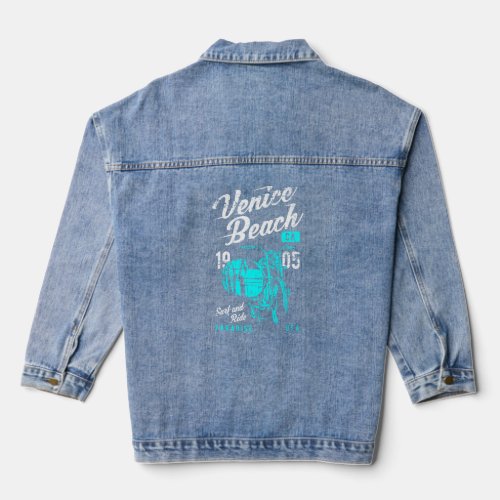 Venice Beach California Retro Vintage Distressed 2 Denim Jacket