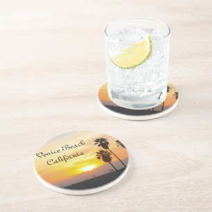 Venice Beach California Sunset Souvenir Drink Coaster