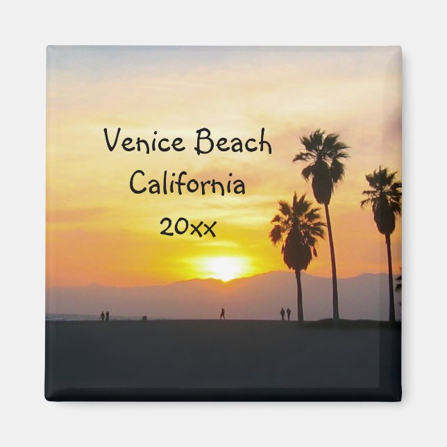 Venice Beach California Sunset Souvenir Magnet (Front)
