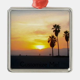 Venice Beach California Sunset Souvenir Metal Ornament