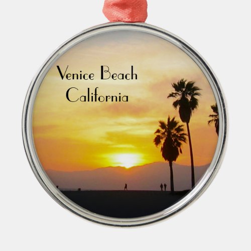 Venice Beach California Sunset Souvenir Metal Ornament