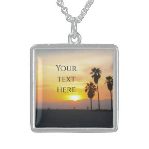 Venice Beach California Sunset Souvenir Sterling S Silver Necklace