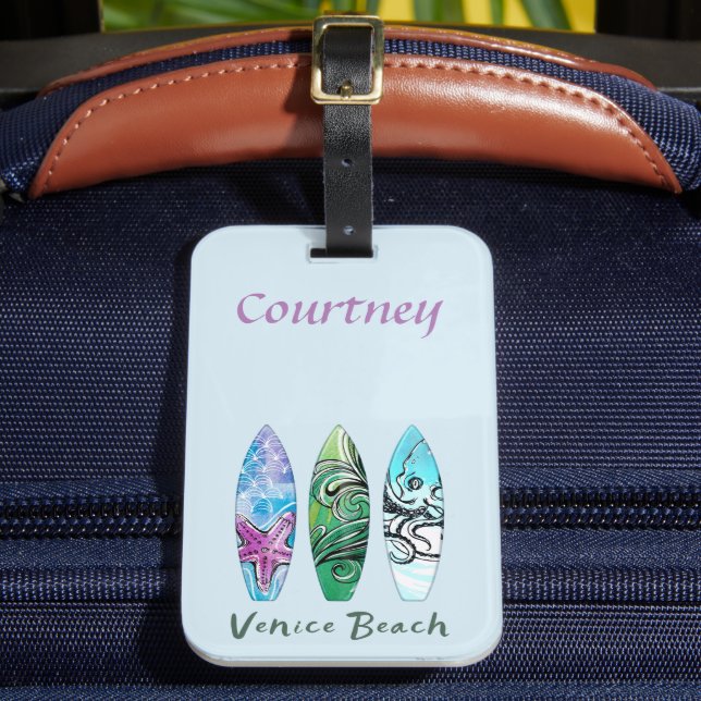 Venice Beach California Surfboards Personalized  Luggage Tag (Front Insitu 2)