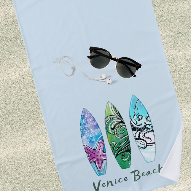 Venice Beach California Surfboards Personalized Towel (Creator Uploaded)