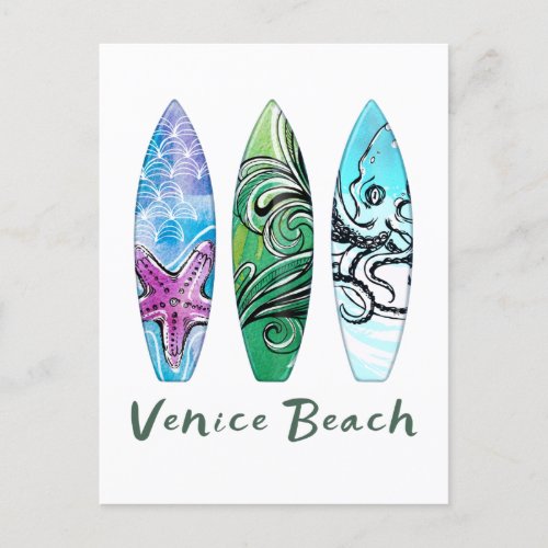 Venice Beach California Surfboards   Postcard