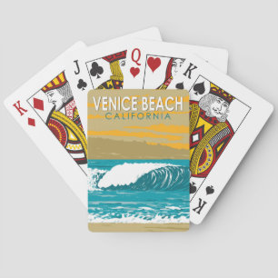 Venice Beach California Travel Art Vintage Poker Cards