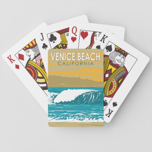 Venice Beach California Travel Art Vintage Poker Cards