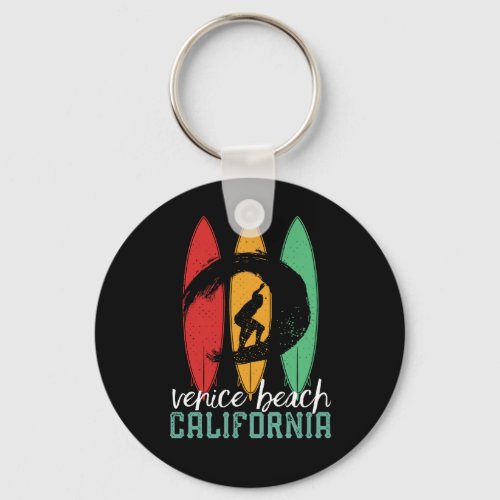 Venice Beach California Vintage Retro Surfing Keychain