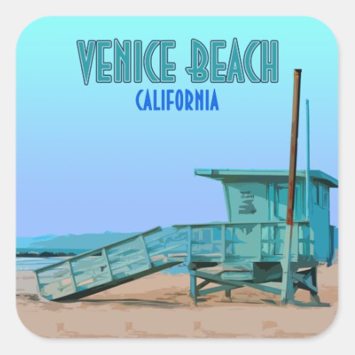 Venice Beach California Vintage Square Sticker