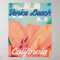 Venice Beach California Vintage Travel Poster