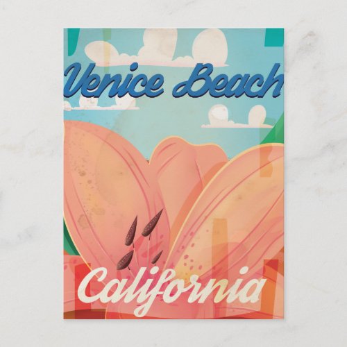 Venice Beach California Vintage Travel Poster Postcard