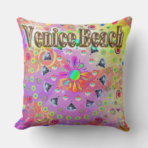Venice Beach Lucky Golden Pillow