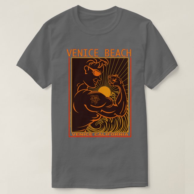 VENICE BEACH MUSCLE BEACH SURFING CALIFORNIA T-Shirt (Design Front)