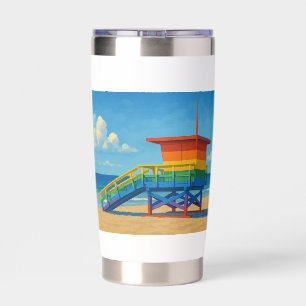 Venice Beach Rainbow Lifeguard Stand Insulated Tumbler