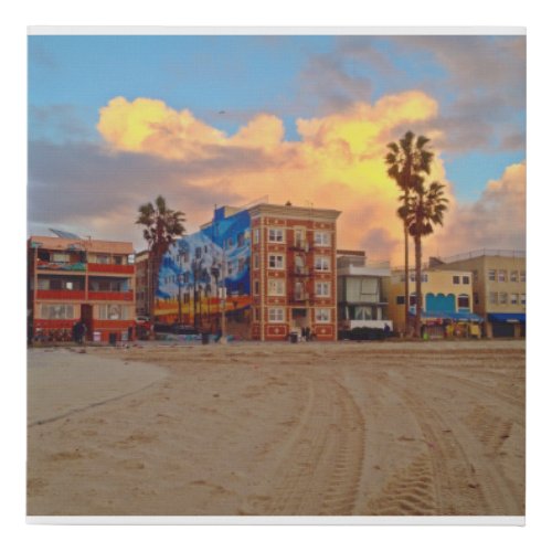 Venice Beach Sunset Boardwalk Bike Path Clouds Faux Canvas Print