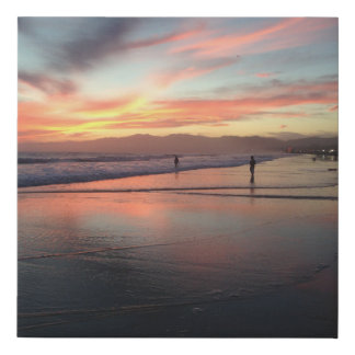 Venice Beach Sunset Santa Monica Ferris Wheel Faux Canvas Print