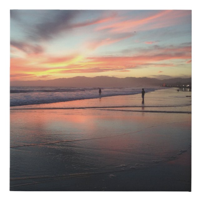 Venice Beach Sunset Santa Monica Ferris Wheel Faux Canvas Print (Front)