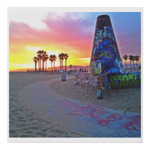 Venice Beach Sunsets Colorful Graffiti Wall  Faux Canvas Print