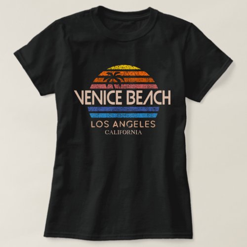 Venice Beach vintage sun sunset distressed T_Shirt