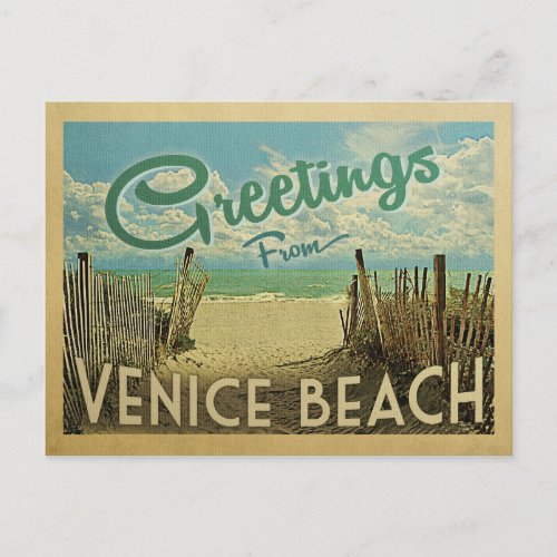Venice Beach Vintage Travel Postcard