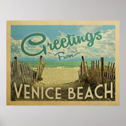 Venice Beach Vintage Travel Poster
