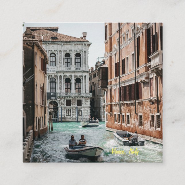 Venice Boat Canal  Square Business Card (Front)