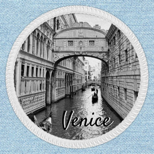 Venice Bridge of Sighs gondolier black white Patch