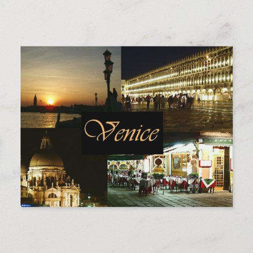 Venice by Night Holiday Postcard