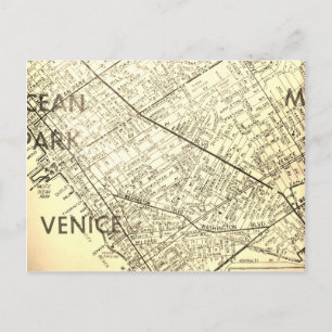 Venice, CA Vintage Map Postcard