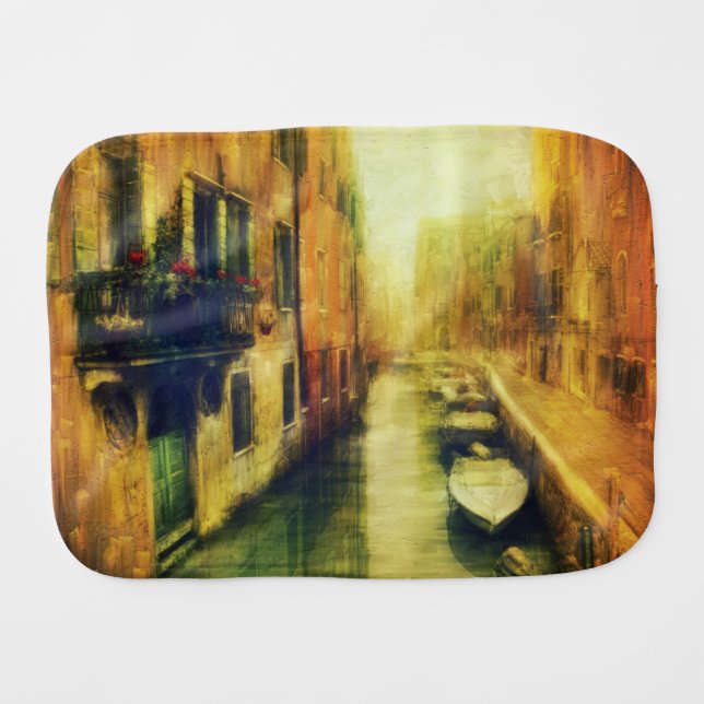 Venice Canal Balcony Painting Baby Burp Cloth (Front Horizontal)