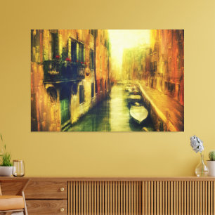 Venice Canal Balcony Painting Canvas Print