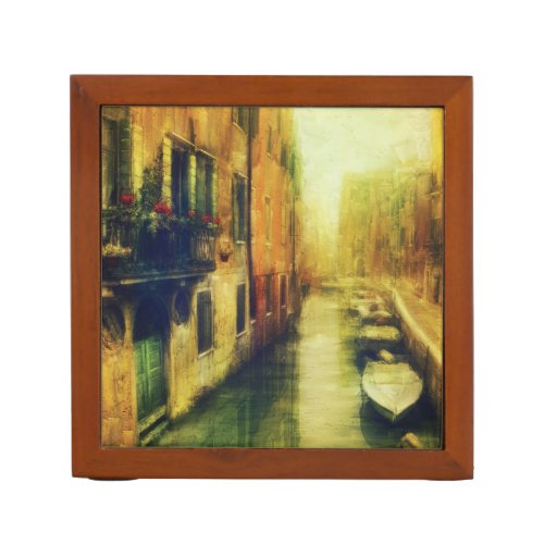 Venice Canal Balcony Painting Desk Organizer