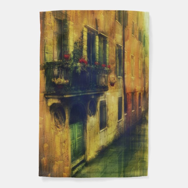 Venice Canal Balcony Painting Garden Flag (Front)