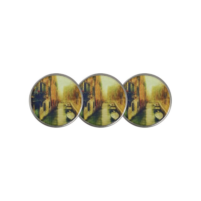 Venice Canal Balcony Painting Golf Ball Marker (3 Up)