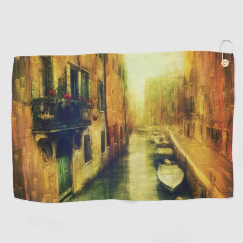 Venice Canal Balcony Painting Golf Towel