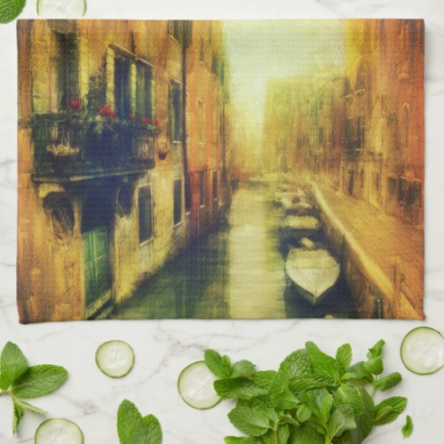 Venice Canal Balcony Painting Kitchen Towel