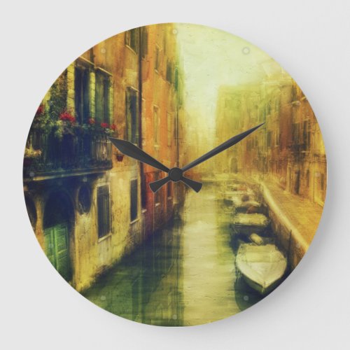Venice Canal Balcony Painting Large Clock