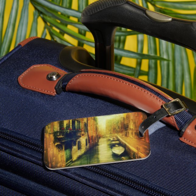 Venice Canal Balcony Painting Luggage Tag (Front Insitu 3)