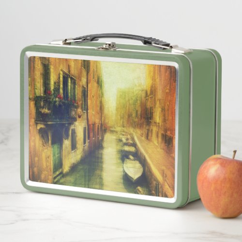 Venice Canal Balcony Painting Metal Lunch Box