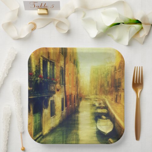 Venice Canal Balcony Painting Paper Plates