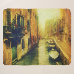Venice Canal Balcony Painting Sherpa Blanket