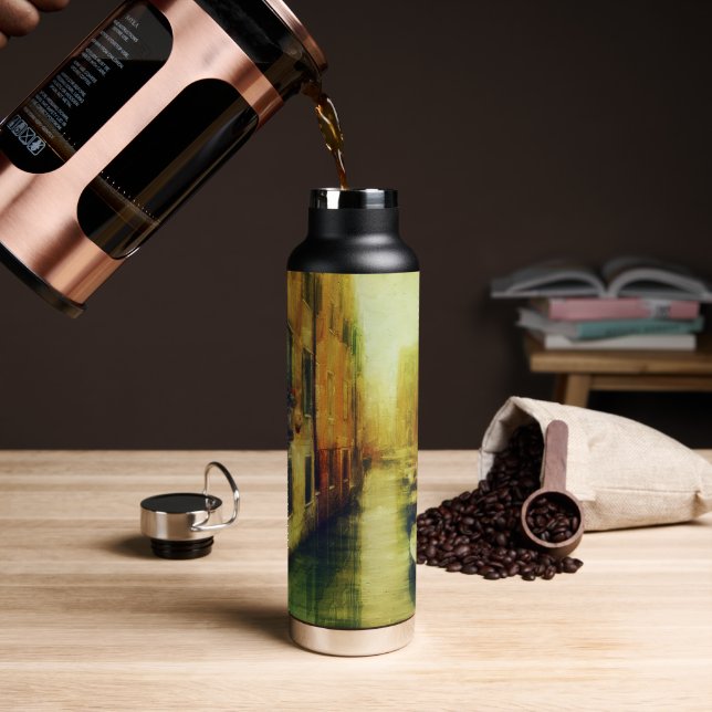 Venice Canal Balcony Painting Water Bottle (Coffee)
