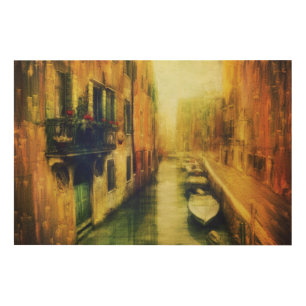 Venice Canal Balcony Painting Wood Wall Art